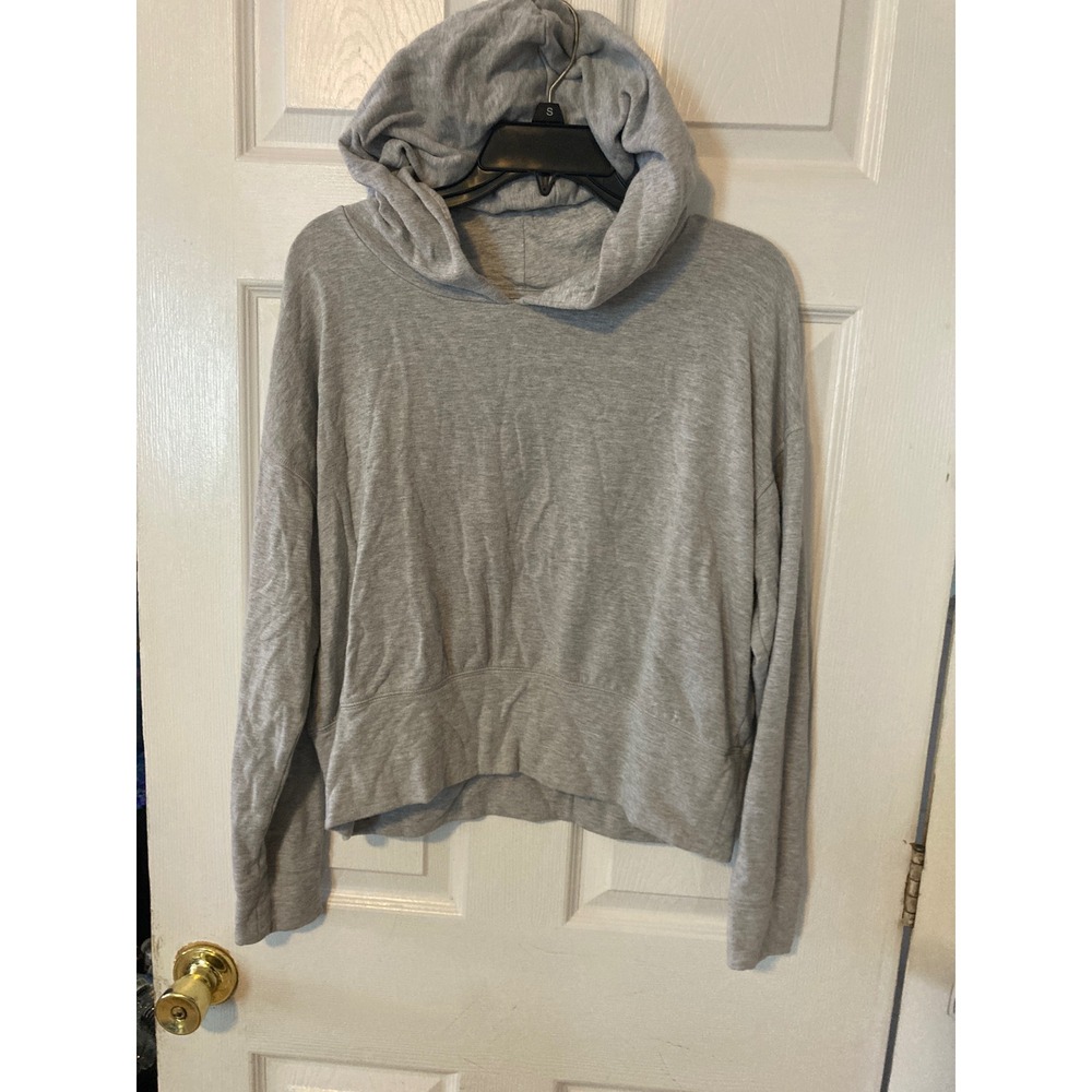 Offline by Aerie Heather Grey Cropped Hoodie Sweatshirt Womens Size Medium